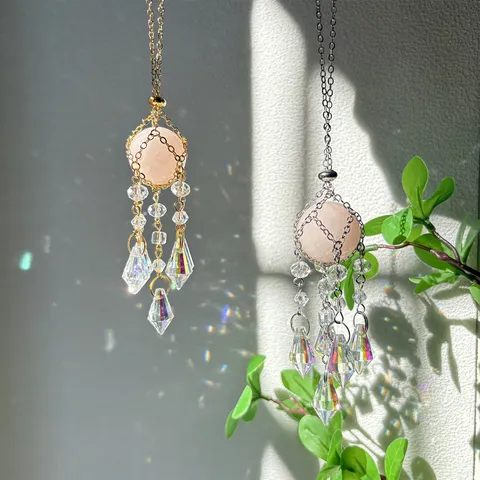 Natürlicher Stein Kristall Sonnenfänger Fenster Garten Auto Hängender Anhänger Glas Windspiel Quaste Heim Dekor Schmuck Geschenk