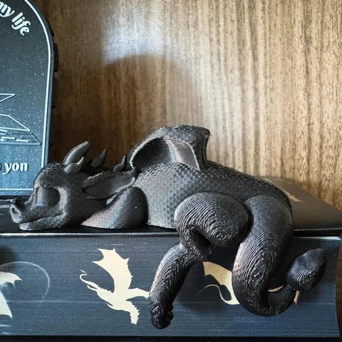 Resin Sleeping Dragon Bookshelf Sitter Figurine Cute Fantasy Dragon Statue Desktop Ornament Home Decor Book Lover Gift