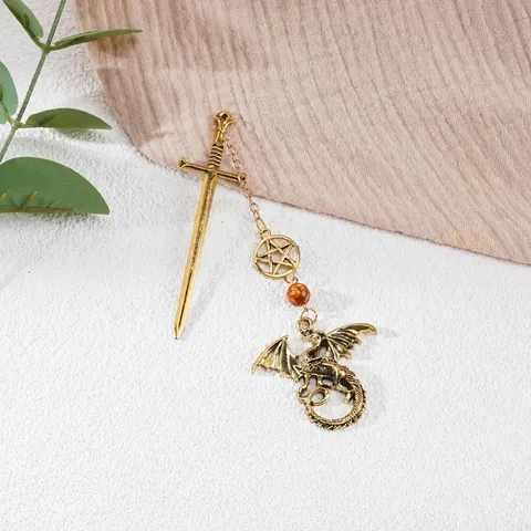 Vintage Metal Dragon And Sword Bookmark Fantasy Creative Book Accessories Alloy Reading Marker For Readers Students