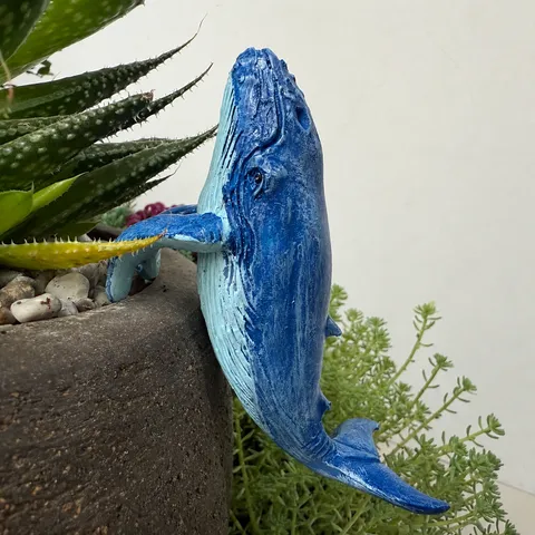 Blauer Wal Blumentopf Anhänger Harz Tier Statue Hängende Garten Ornament Outdoor Pflanztopf Dekorative Figur