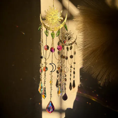Crystal Sun Catcher Window Hanging Prism Rainbow Maker Sun Moon Wind Chime Home Decor