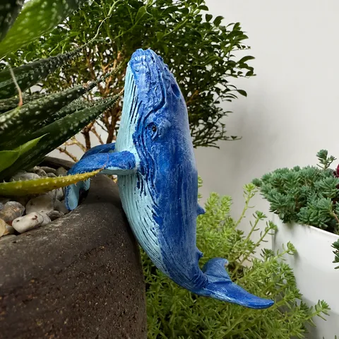 Blauer Wal Blumentopf Anhänger Harz Tier Statue Hängende Garten Ornament Outdoor Pflanztopf Dekorative Figur