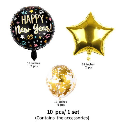 Set di Palloncini per Capodanno 2025 Foglio di Alluminio Stella Palloncini di Coriandoli Decorazione per Festa