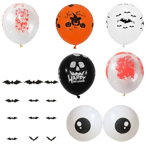 Ballons en Latex d'Halloween Dessin Animé Globe Oculaire Squelette Citrouille Chauve-souris Imprimé Ballons Ronds pour Halloween Fête Maison Décor