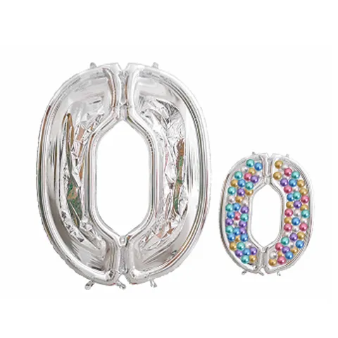 Grand Ballon en Aluminium Chiffre Argent 65 Pouces Cadre de Ballon 3D Numérique pour Anniversaire Fête Célébration Décor