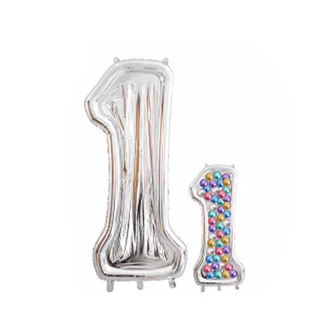 Grand Ballon en Aluminium Chiffre Argent 65 Pouces Cadre de Ballon 3D Numérique pour Anniversaire Fête Célébration Décor