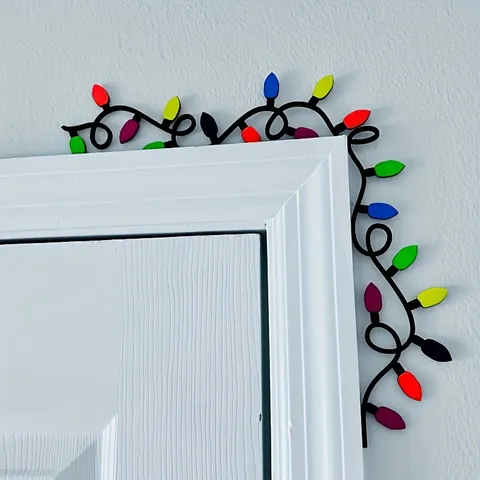 Decoración de Marco de Puerta de Navidad Metal Hierro Impreso UV Luces Coloridas Esquina de Pared Decoración de Fiesta