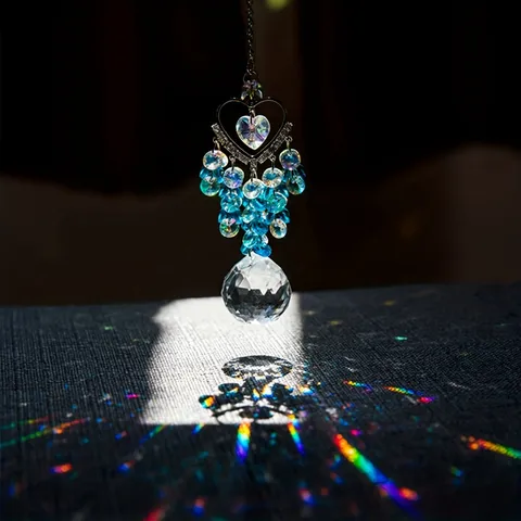Crystal Sun Catcher Heart Prism Ball Window Hanging Home Decor Ornament Rainbow Maker Pendant For Garden Room Gift