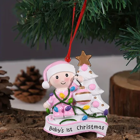 Christmas Tree Hanging Ornament Resin Cute Doll Sock Snowflakes Festive Holiday Party Home Decoration Gift