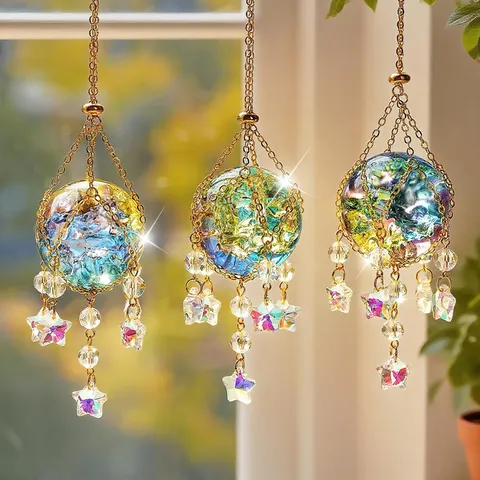 Crystal Glass Ball Hanging Pendant Garden Window Suncatcher Colorful Rainbow Light Prism Home Decor Ornament