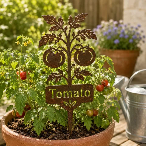 Vintage Iron Rusty Plant Garden Stake Metal Fruit Vegetable Flower Pot Insert Sign Yard Outdoor Home Decor