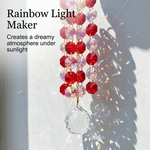 Crystal Sun Catcher Window Hanging Prism Suncatcher Rainbow Maker Crystal Wind Chime Pendant Home Garden Decor