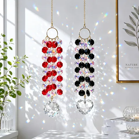 Crystal Sun Catcher Window Hanging Prism Suncatcher Rainbow Maker Crystal Wind Chime Pendant Home Garden Decor