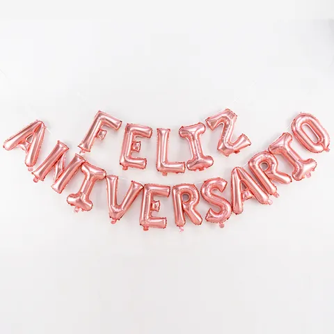 Bouquet de Ballons en Aluminium pour Anniversaire Espagnol Ballons Lettres Lustre Métallique Bannière de Ballons Alphabet pour Décoration de Fête