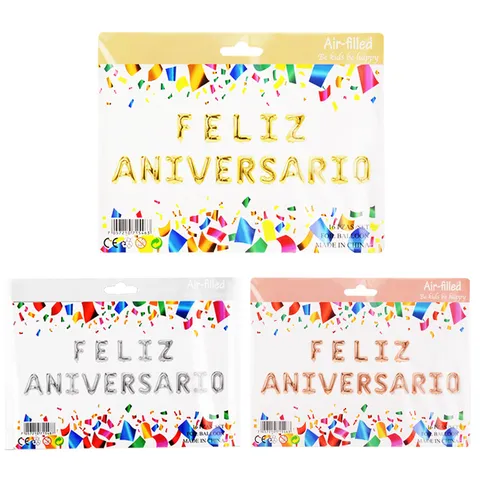 Bouquet de Ballons en Aluminium pour Anniversaire Espagnol Ballons Lettres Lustre Métallique Bannière de Ballons Alphabet pour Décoration de Fête