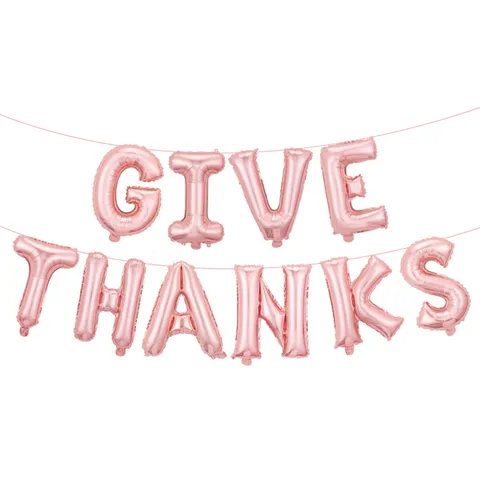 Ensemble de Ballons en Aluminium Lettre Give Thanks Friends Giving pour Décoration de Fête d'Action de Grâces Ballon en Mylar Métallique 16 Pouces