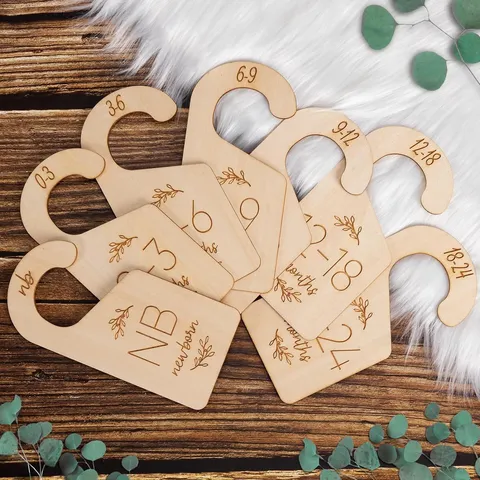 Wooden Baby Closet Dividers Double Sided Baby Clothes Size Organizers Nursery Wardrobe Hanging Decor