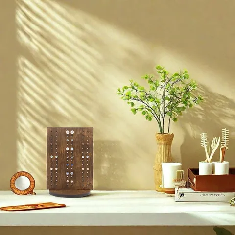 Espositore per Orecchini in Legno Rustico Vintage Supporto Girevole Organizer per la Conservazione di Gioielli da Scrivania