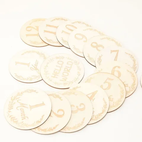 Wooden Baby Milestone Monthly Cards Set Newborn Growth Record Milestone Wooden Discs Photography Props