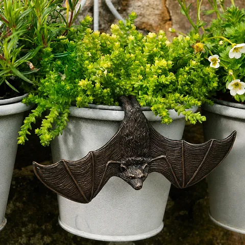Sculpture de Chauve-souris en Résine Décoration de Jardin Extérieur Figurine d'Animal Ornement de Pot de Fleurs Suspendu Rétro
