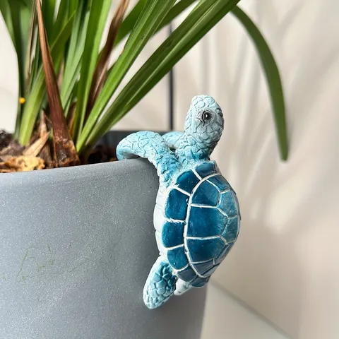 Figurine de Tortue de Mer en Résine Décoration Suspendue pour Pot de Fleurs Sculpture d'Animal Mignonne