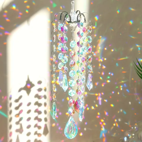 Crystal Bead Chandelier Suncatcher Hanging Prism Rainbow Pendant Window Ornament For Home Decor Gift