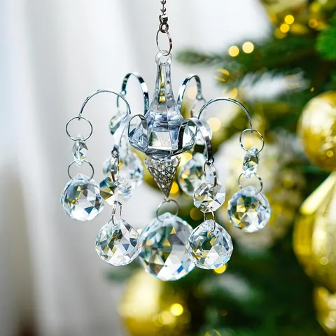 Crystal Bead Chandelier Suncatcher Hanging Ornament Prism Rainbow Pendant For Christmas Party Home Decor Gift