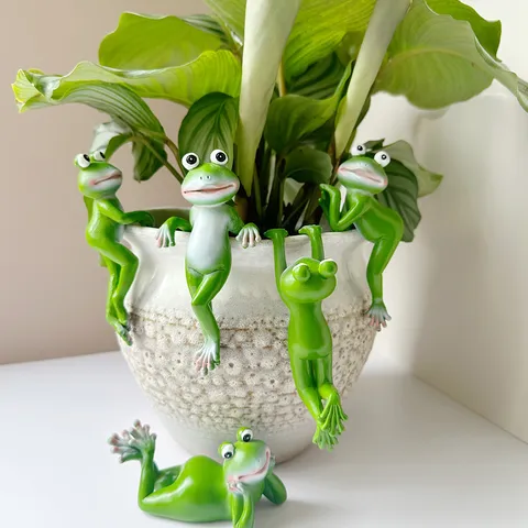 Creative Resin Frog Figurine Desktop Ornament Home Garden Decor Miniature Craft Gift