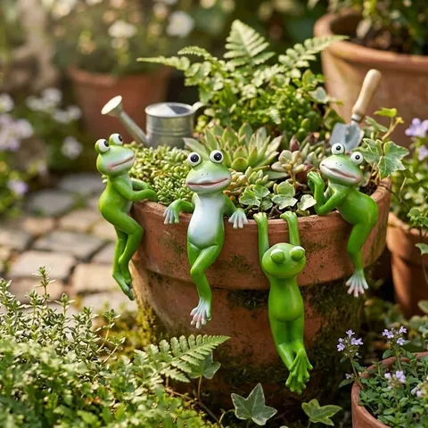 Creative Resin Frog Figurine Desktop Ornament Home Garden Decor Miniature Craft Gift