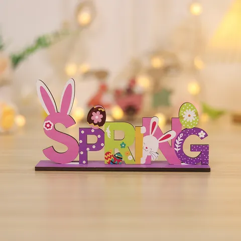Easter Wooden Tiered Tray Decor Bunny Carrot Tabletop Sign Easter Party Supplies Spring Holiday Home Decor