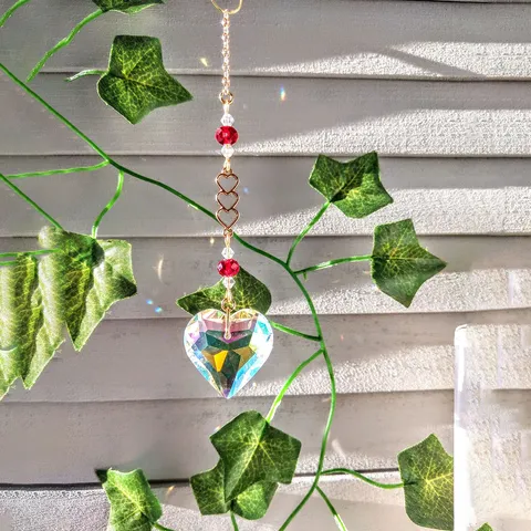 Heart Sun Catcher Crystal Hanging Ornament Colorful Prism Pendant For Balcony Garden Home Decor Valentine Day Gift