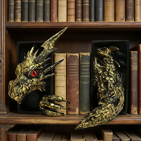 Creative Fantasy Dragon Bookends Resin Crafts Office Living Room Bookshelf Desktop Decorative Ornaments Book Holder