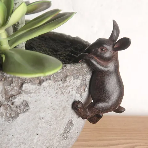 Easter Rabbit Resin Statue Garden Plant Yard Decor Cute Animal Pot Hanger Figurine Ornament