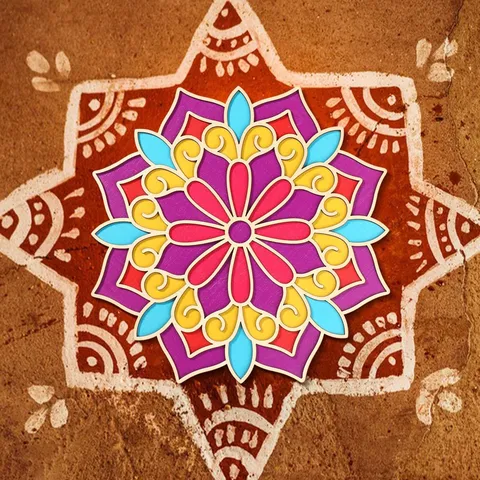 Sous-Verre en Bois Fleur de Mandala DIY Creux Sculpté Tenture Murale Festival Indien Nouvel An Décoration Intérieure Art Artisanat