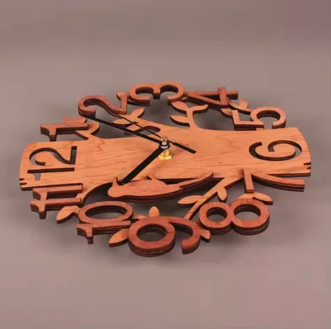 Creative Wooden Wall Clock Forest Trees And Birds Design Silent Quartz Hanging Clock For Living Room Office Home Decor
