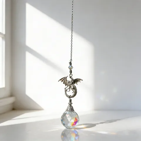 Retro Flying Dragon Crystal Pendant Sun Catcher Creative Zinc Alloy Metal Car Hanging Ornament Home Decor Gift