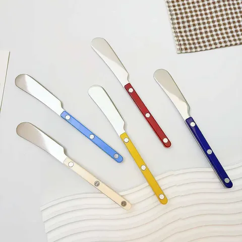 Stainless Steel Butter Knife ABS Plastic Handle With Rivets Cheese Bread Spreading Knife For Kitchen Dining