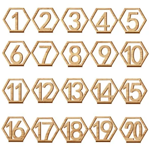 Houten Tischnummerkaarten Zeshoek Uitgesneden Tischnummers Met Basis Voor Huwelijk Feest Café Restaurant Tafeldecoratie
