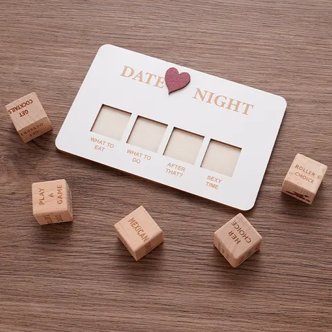 Houten Stel Dating Spel Dobbelsteen Valentijnsdag Cadeau Eten Activiteit Beslissing Dobbelsteen Speelgoed