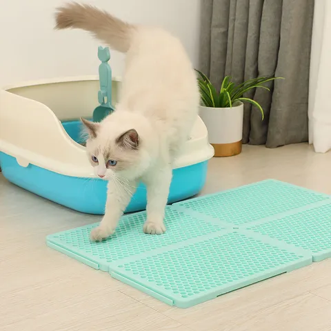 Wasserdichte PE Katzenstreu Matte Waben Doppelter Schicht Streu Fänger Kontrolle Matte Waschbare Haustier Matte Für Katzen