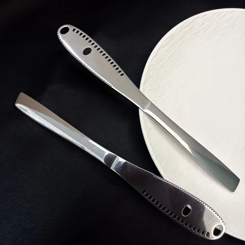 Edelstahl Buttermesser Käse Streicher Perforiertes Brot Marmelade Messer Ergonomisches Küche Esszimmer Werkzeug Silber