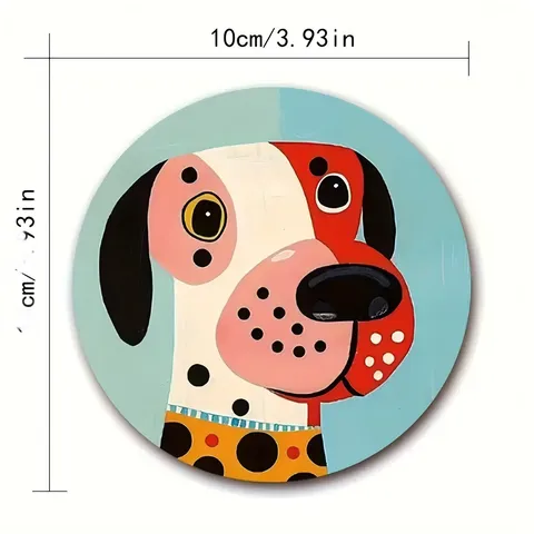 Wooden Drink Coasters With Cute Dalmatian Dog Pattern Non-Slip Heat Resistant Table Mat For Coffee Cup Tea Cup Home Kitchen