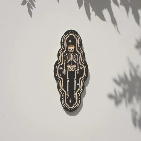 Halloween Wooden Wall Hanging Sign Gothic Dark Skull Decor Basswood Laser Engraved Wall Art For Home Party