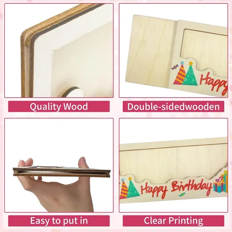 Hölzerne Bargeld Aufbewahrungsbox Ostern Thema Hase Ei Gedruckt Umschlag Stil Kartenbox Holz Geldhalter Geschenkbox