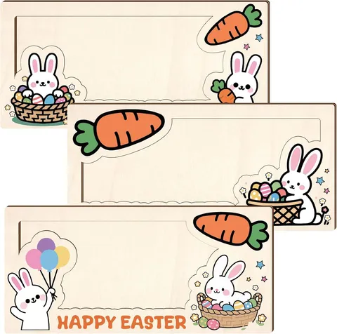 Hölzerne Bargeld Aufbewahrungsbox Ostern Thema Hase Ei Gedruckt Umschlag Stil Kartenbox Holz Geldhalter Geschenkbox
