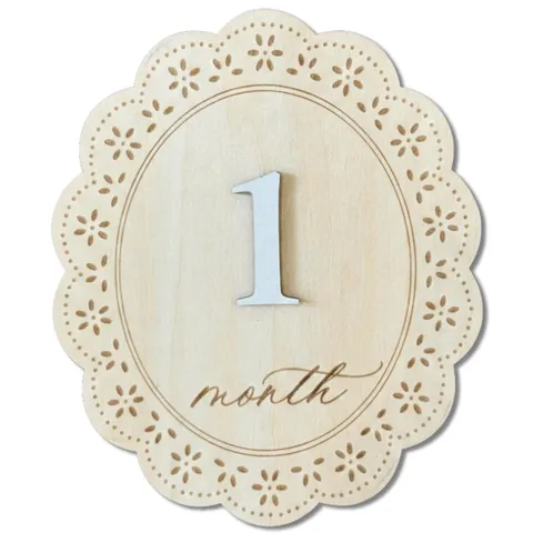 Newborn Wooden Milestone Month Card Baby Monthly Milestone Disc Daisy Floral Photography Prop Commemorative Plaque