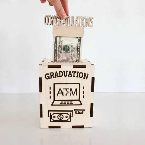 Wooden Graduation Cash Pull Gift Box Money Holder With Wooden Sign Graduation Party Decoration Props Cash Gift Box