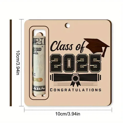 2025 Graduation Wooden Money Clip Pendant Graduation Cap Pattern Design Student Gift Party Hanging Ornament