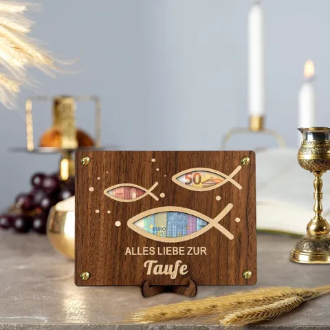 Ornamento Regalo Di Soldi Per Battesimo In Legno Con Design Intaglio Pesce Benedizione Incisa Al Laser Decorazione Tavola Per Ragazzi E Ragazze Casa