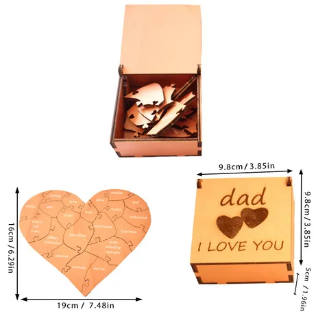Puzzle Cœur en Bois Cadeau Commémoratif Fête des Pères Fête des Mères Saint-Valentin Ornement de Bureau Décoration Maison Artisanat en Bois